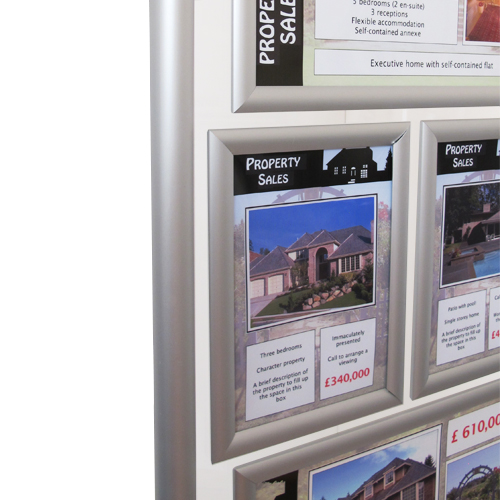 Close up of snap frames and frame of lit stand